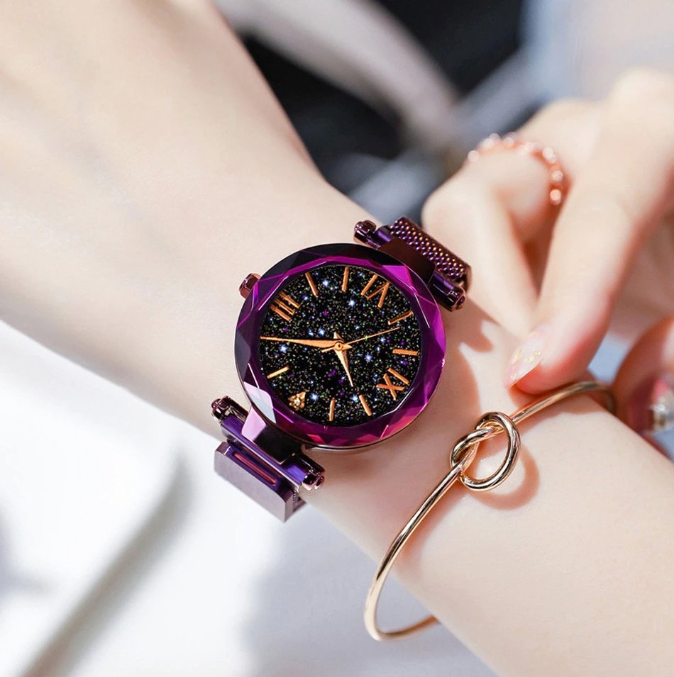 Montre Crystal Stars avec bracelet à fermeture magnétique