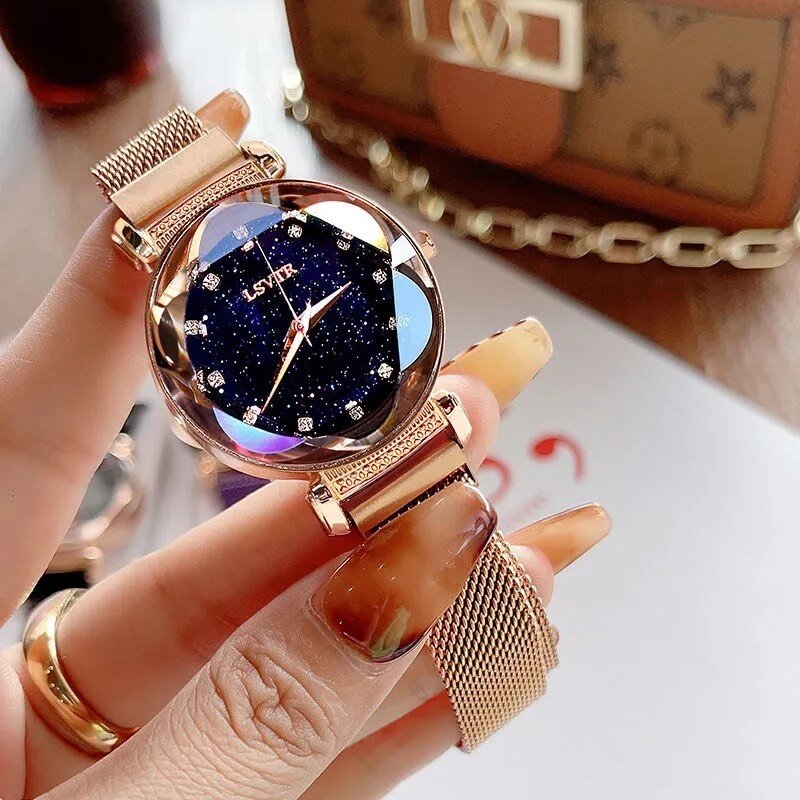 Montre Crystal Stars avec bracelet à fermeture magnétique
