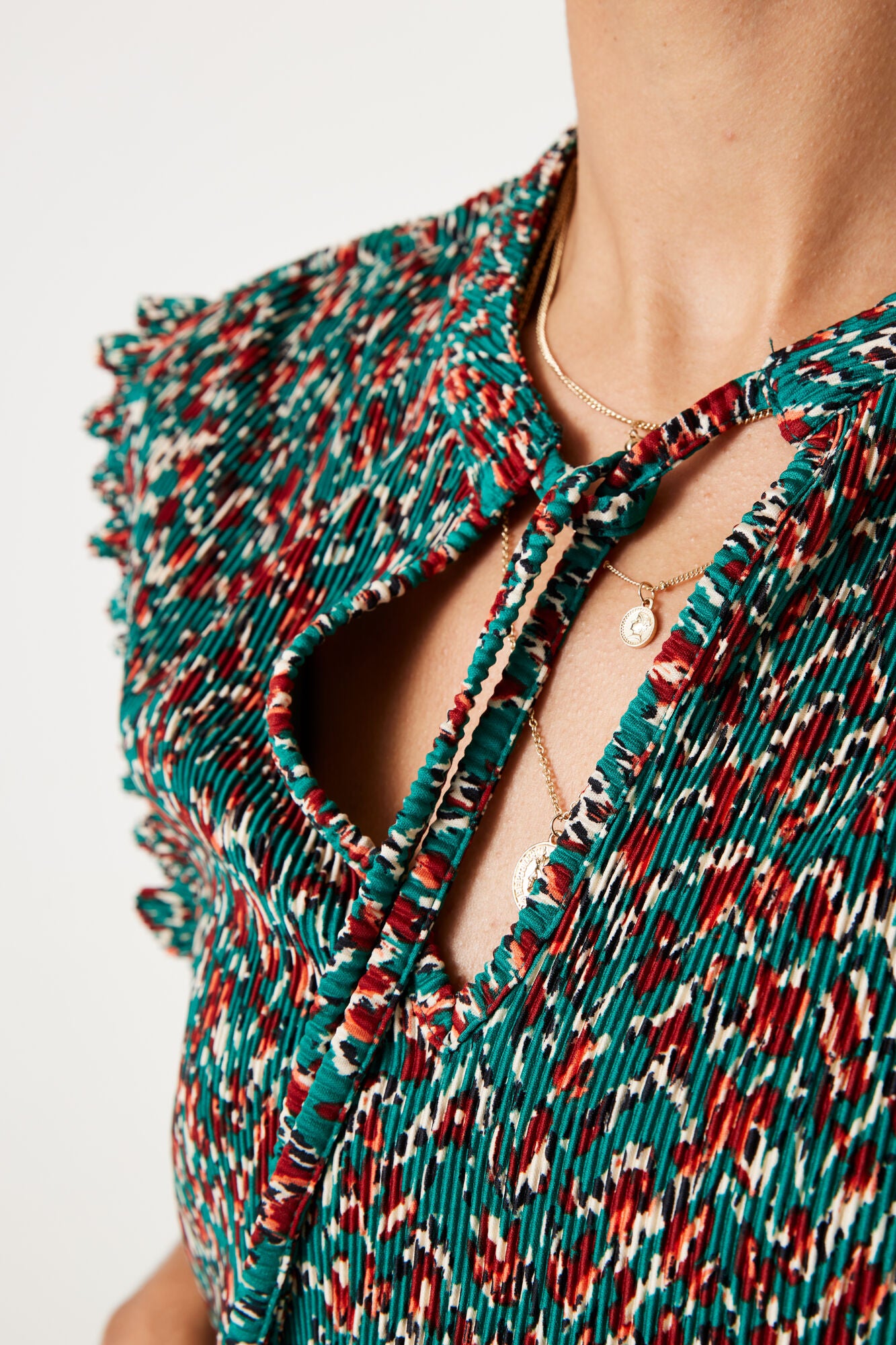 Ensemble Top et Pantalon Fluide à Imprimé Texturé