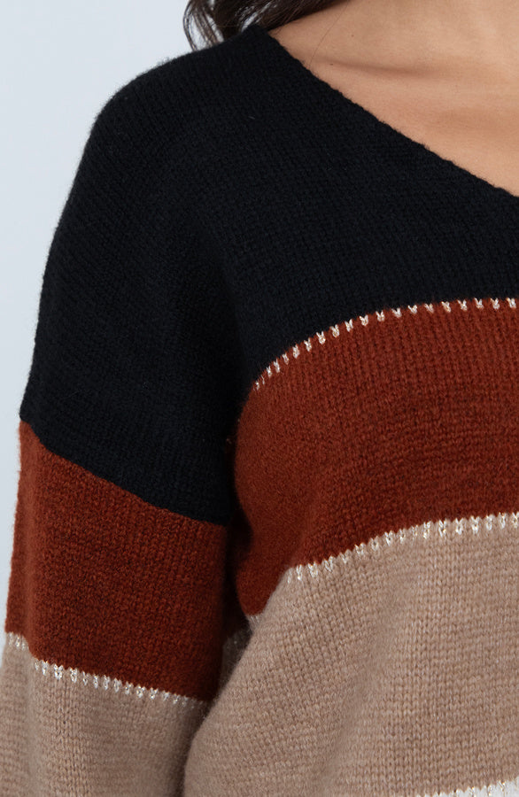 Pull à rayures Luana émeraude