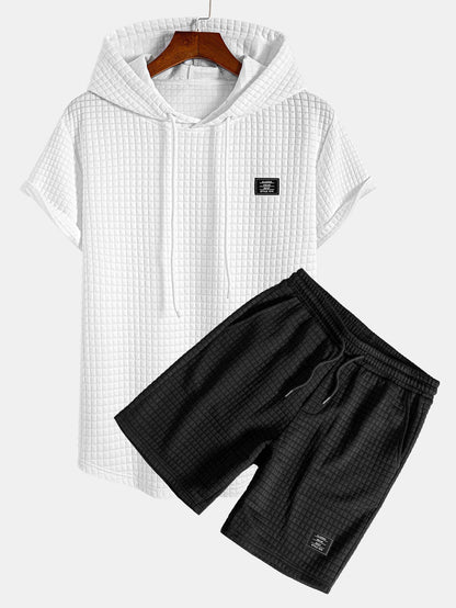Ensemble T-Shirt à Capuche et Short à Cordon Waffle 👕🩳